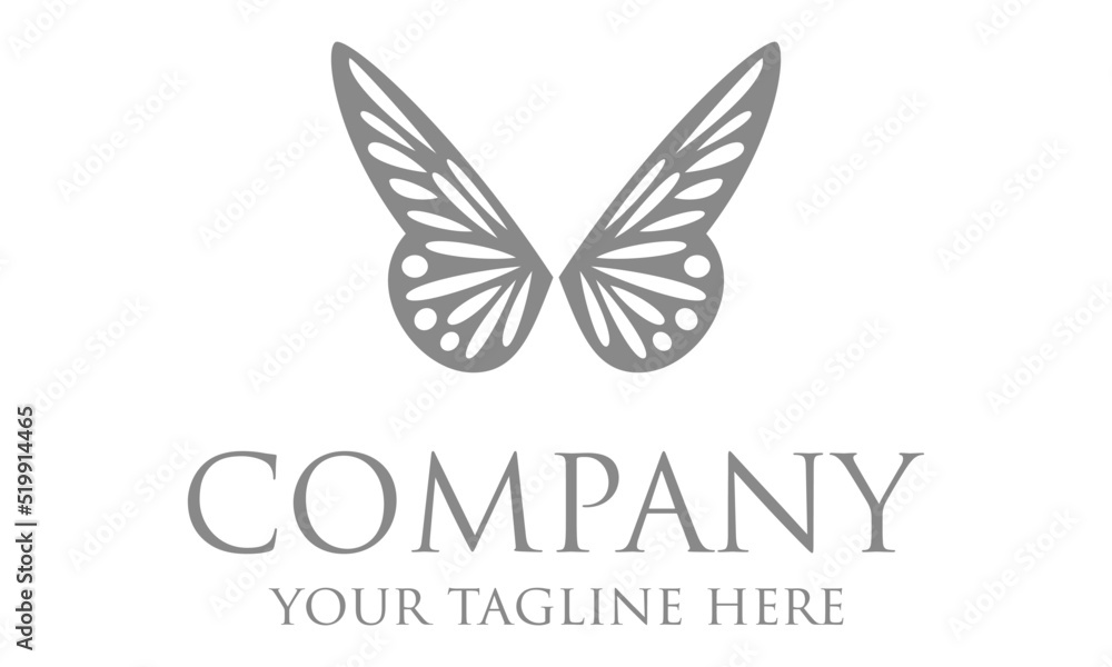 Black and White Color Luxury Butterfly Insect Logo Design