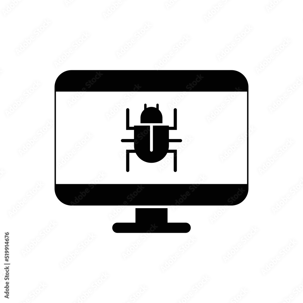 Computer bug icon design isolated on white background. vector illustration Computer bug icon design isolated on white background. vector illustration