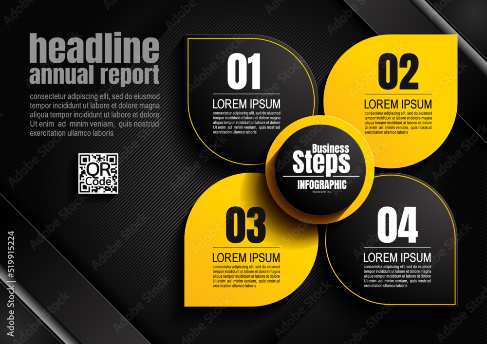 infographics design, circle 5 process chart diagram template for presentation workflow, abstract timeline elements, flow chart business yellow and black color layout concept infographics design, circle 5 process chart diagram template for presentation workflow, abstract timeline elements, flow chart business yellow and black color layout concept