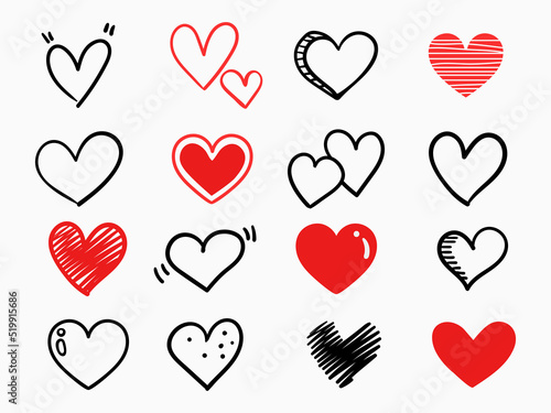 isolated childish hand drawn hearts symbol element for banner, label, wallpaper, texture, icon, cover, wrapping paper, cover etc. vector design