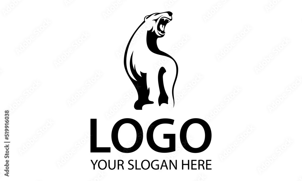 Black and White Color Angry Bear Logo Design