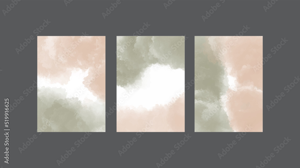 Set of Earth tone watercolor background for your design, watercolor background concept, vector.