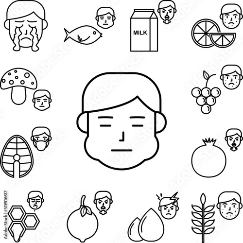 symptoms of allergic edema icon in a collection with other items