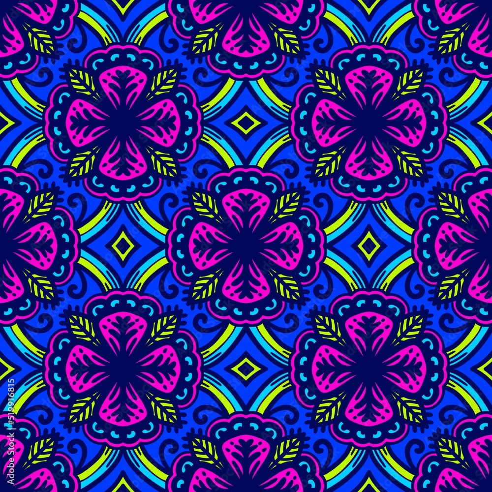 Retro geometric pattern in repeat. Fabric print. Damask style Seamless pattern background, mosaic ornament, vintage style. Design for prints on fabrics Retro geometric pattern in repeat. Fabric print. Damask style Seamless pattern background, mosaic ornament, vintage style. Design for prints on fabrics