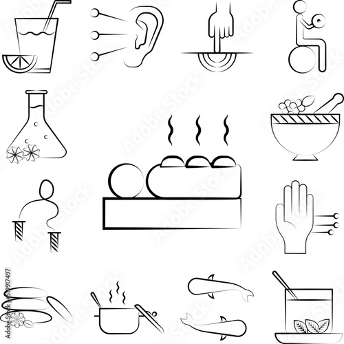 Massage, Chinese medicine icon in a collection with other items
