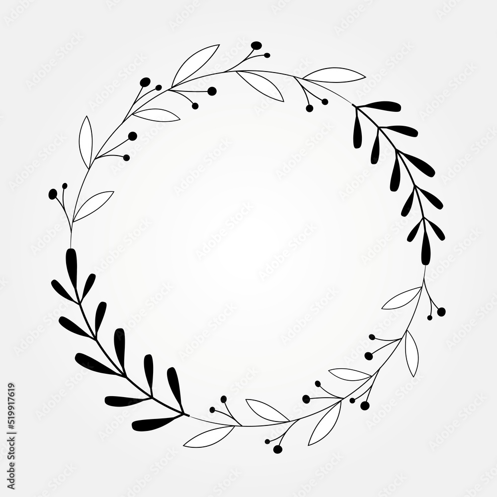 botanical frame vector radial isolated design