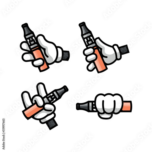 HAND IS HOLDING A PEN VAPE CARTOON LOGO COLLECTION