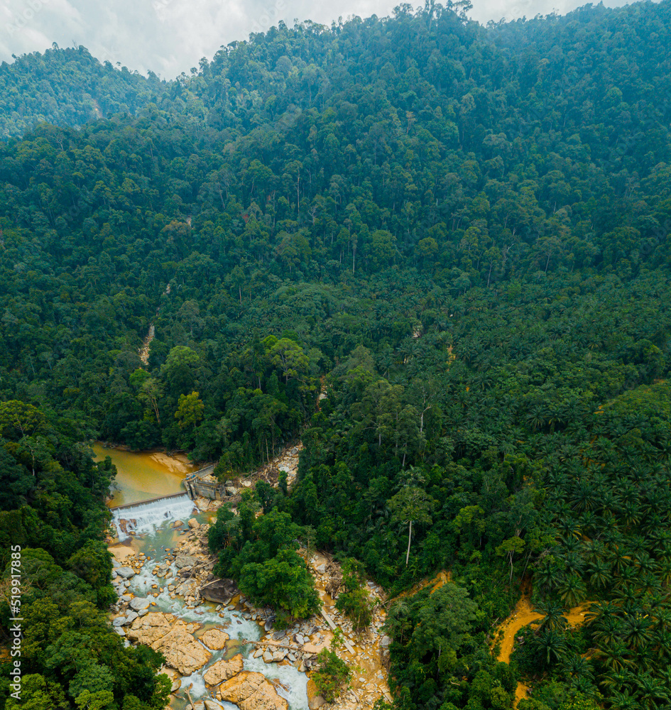 Aerial drone view of forest scenery in Hutan Lipur Belukar Bukit, Kuala Berang, Terengganu, Malaysia. Aerial drone view of forest scenery in Hutan Lipur Belukar Bukit, Kuala Berang, Terengganu, Malaysia.