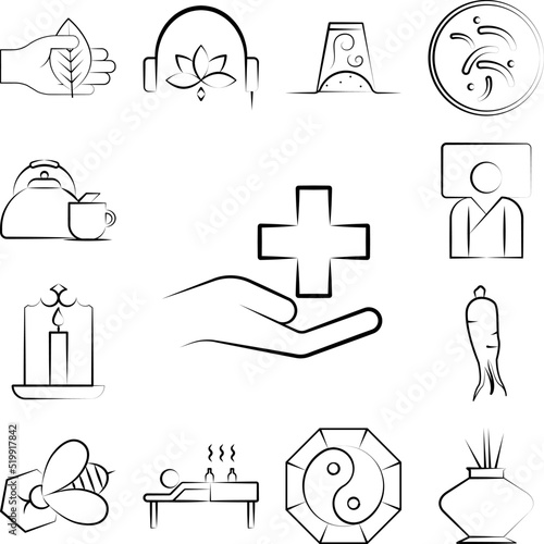 Alternative medicine icon in a collection with other items