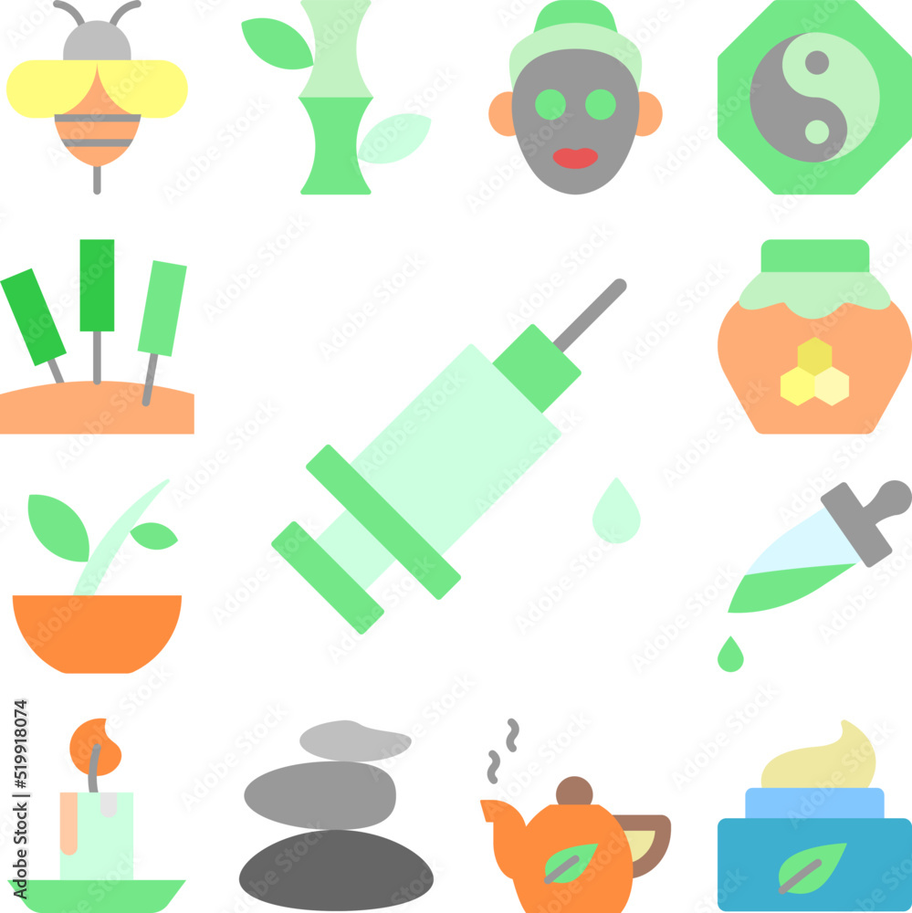 Injection alternative medicine icon in a collection with other items