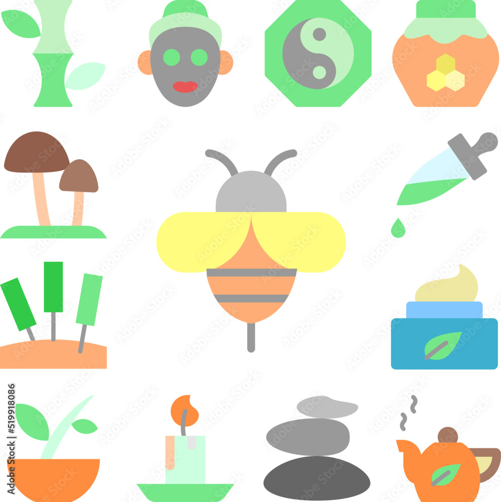 Bee therapy alternative medicine icon in a collection with other items