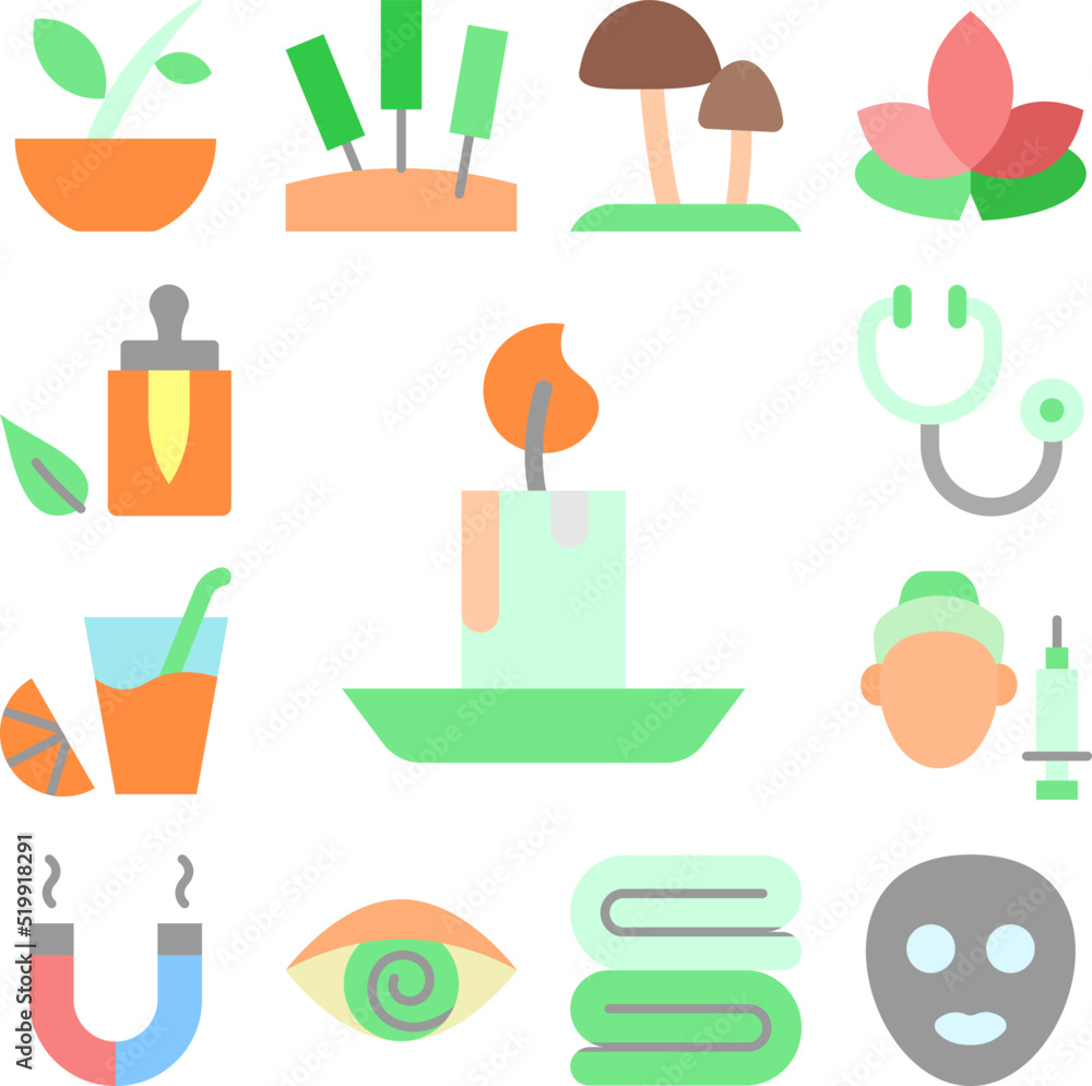 Candle alternative medicine icon in a collection with other items