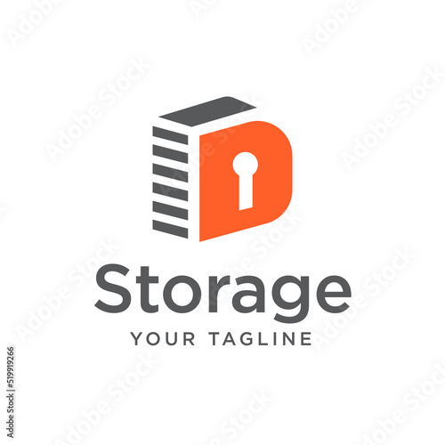 Self storage logo design letter D Safe storage garage vector illustration.key,garage symbol,D,design template