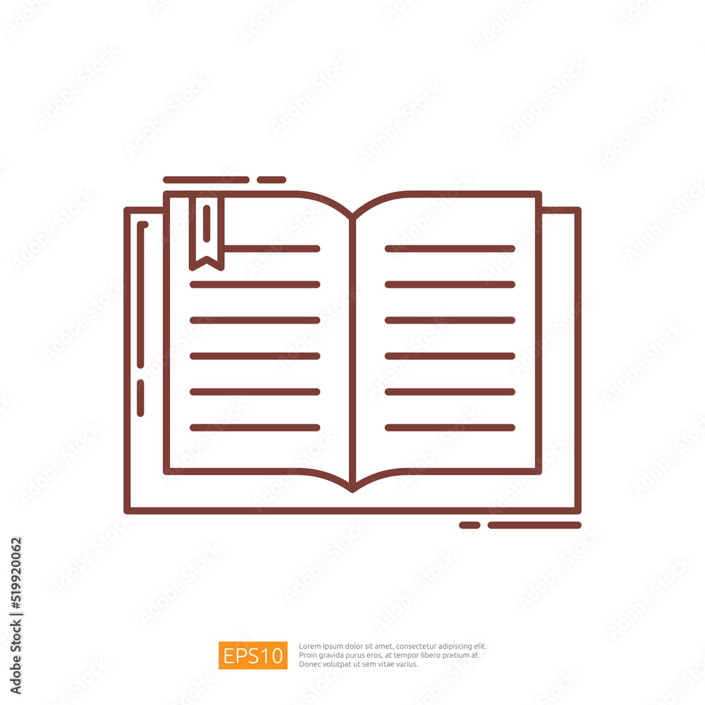 Open Reading Text Book Line Icon Open Reading Text Book Line Icon