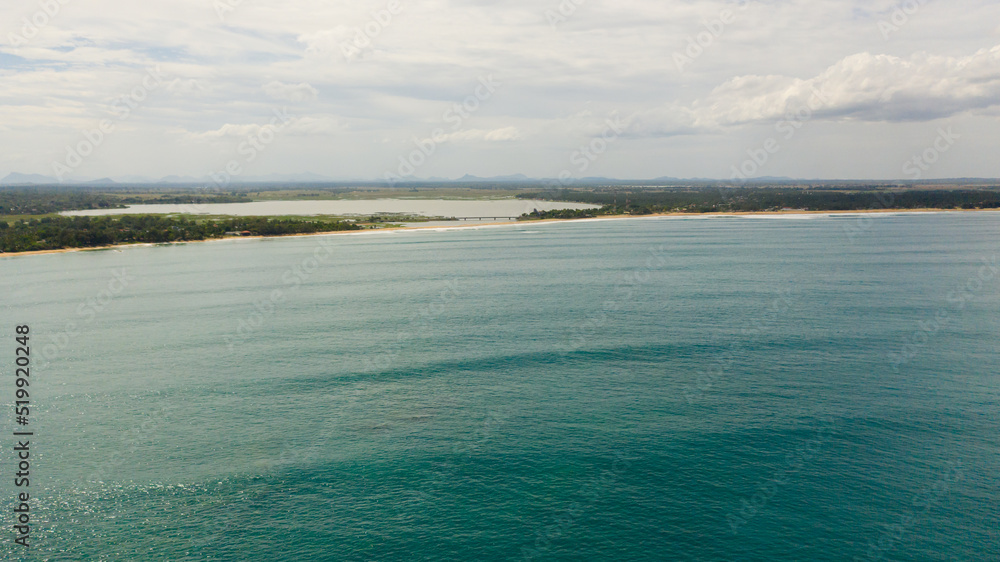 Coastline with hotels and beaches in Arugam Bay. Sri Lanka.