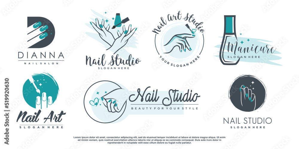 Vetor de Beauty nail logo design vector with creative element