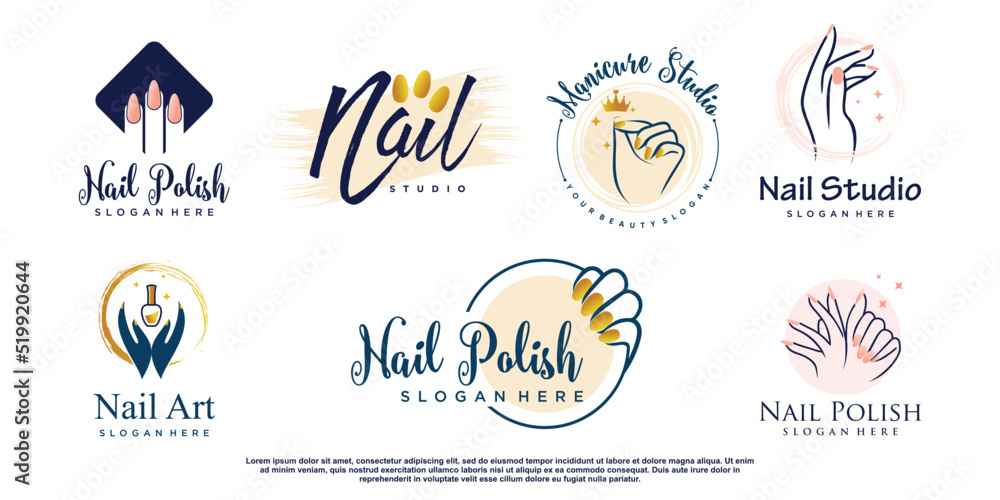 Nail polish icon logo design vector with creative abstract concept Premium Vector