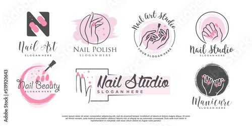 Nail logo design for beauty and fashion Premium Vector