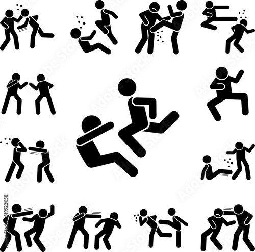 Attack men hit icon in a collection with other items