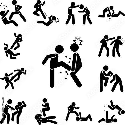 Groin kick groin icon in a collection with other items