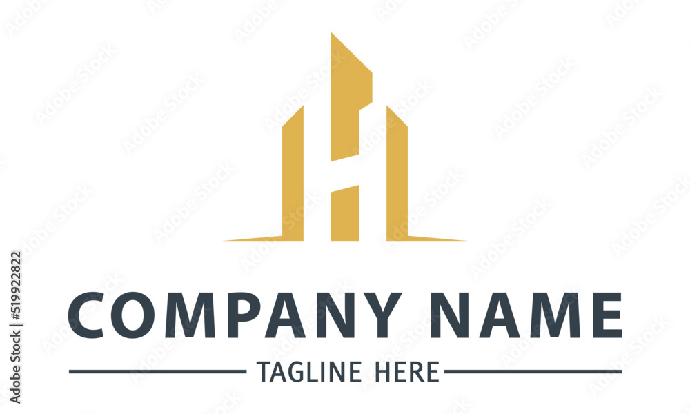 Yellow Color Negative Space Initial Letter H Modern Building Logo Design Yellow Color Negative Space Initial Letter H Modern Building Logo Design