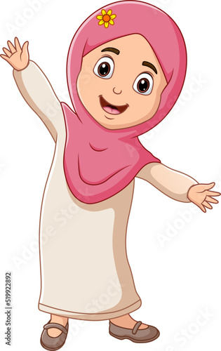 Happy Islamic girl isolated on white background 