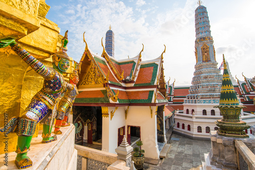 Golden architecture of grand palace buddha temple in Bangkok
