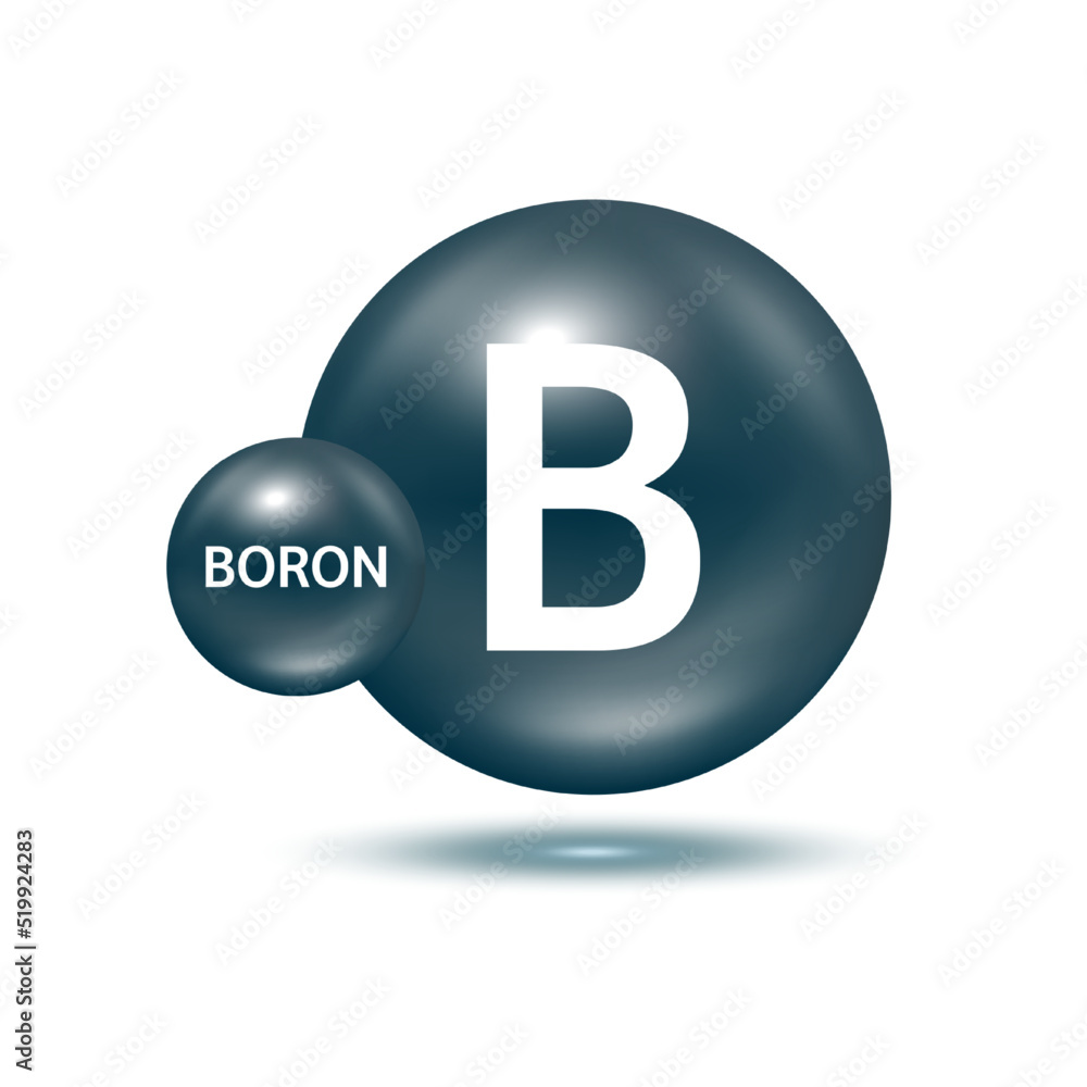 Boron molecule models black. Ecology and biochemistry concept. Isolated spheres on white background. 3D Vector Illustration. Boron molecule models black. Ecology and biochemistry concept. Isolated spheres on white background. 3D Vector Illustration.