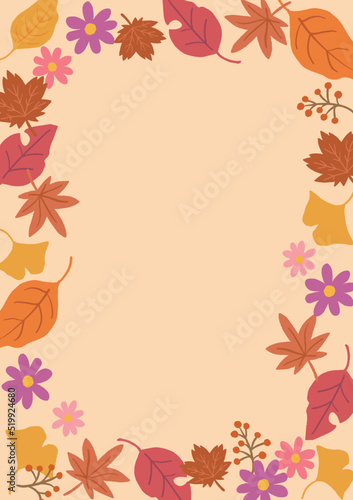 秋の葉っぱのフレームイラスト