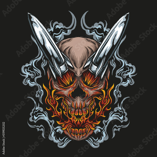 tattoo and t shirt design skull rocket ornament artwork