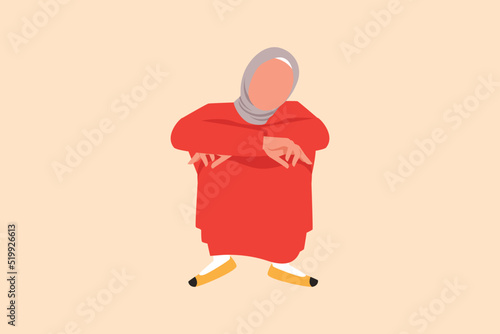 Business design drawing depressed Arabian businesswoman sadness melancholy stress sitting in despair on floor. Worker stressed losing job due to economic crisis. Flat cartoon style vector illustration