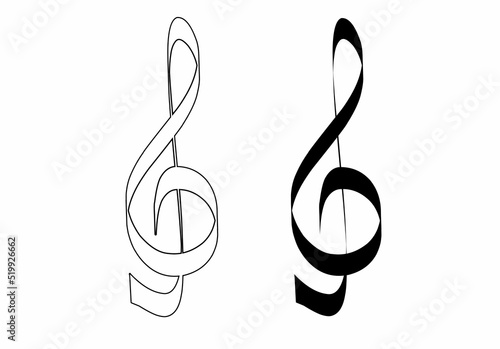 treble g clef icon set isolated on white background