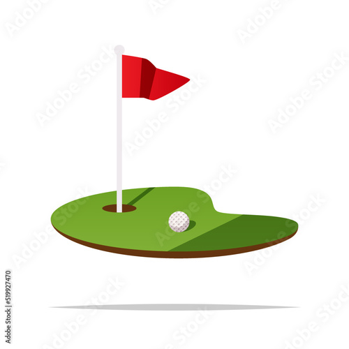 Golf hole with flag vector isolated illustration