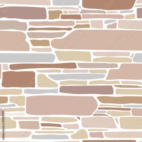 Stone seamless pattern. Vector illustration in pastels colors. Wall texture.