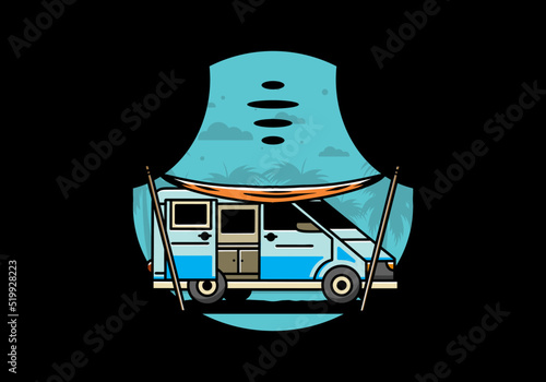 Van camper and flysheet illustration design