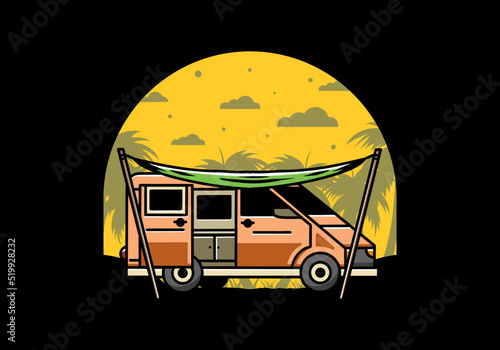 Van camper and flysheet illustration design