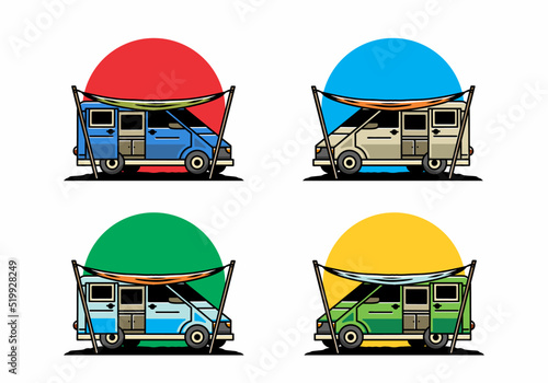 Van camper and flysheet illustration design