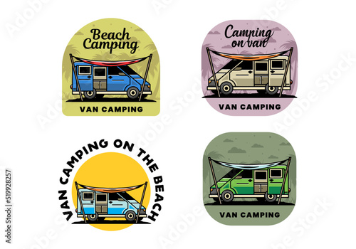 Van camper and flysheet illustration design