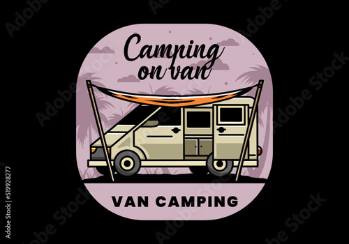 Van camper and flysheet illustration design