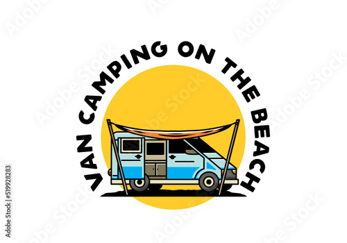 Van camper and flysheet illustration design