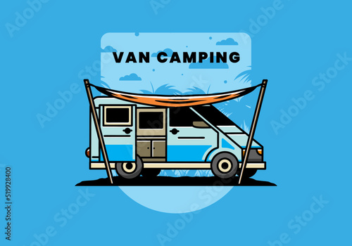 Van camper and flysheet illustration design