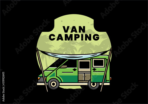 Van camper and flysheet illustration design