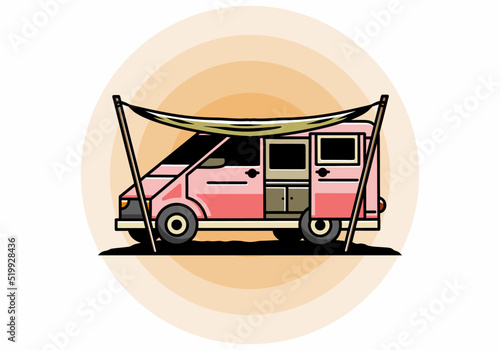 Van camper and flysheet illustration design