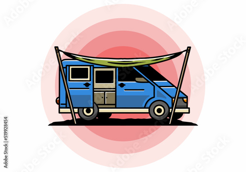 Van camper and flysheet illustration design
