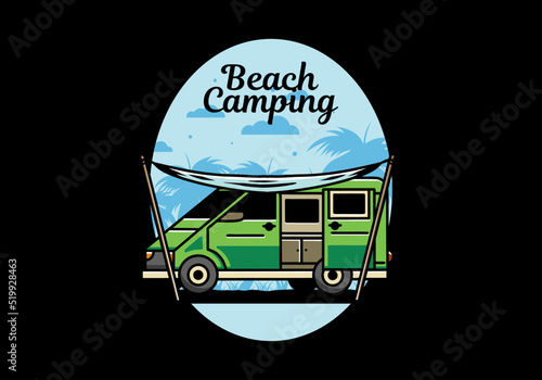 Van camper and flysheet illustration design