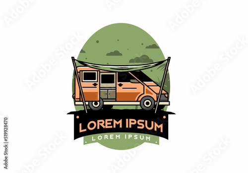 Van camper and flysheet illustration design