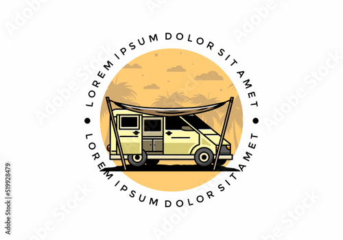 Van camper and flysheet illustration design