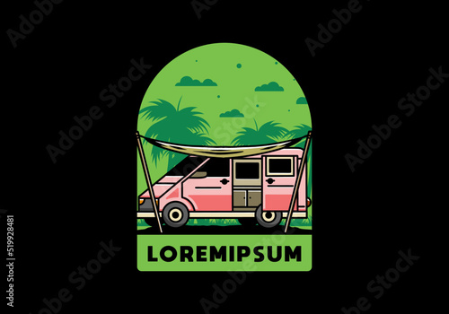 Van camper and flysheet illustration design