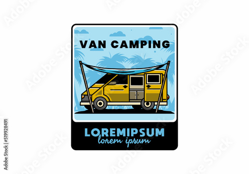 Van camper and flysheet illustration design