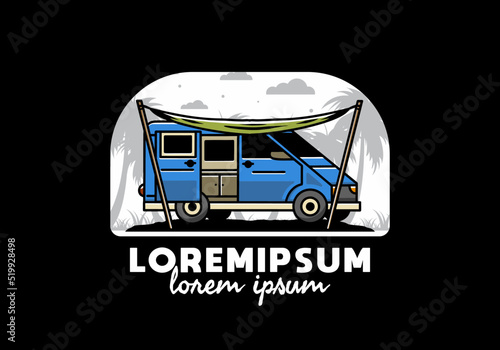 Van camper and flysheet illustration design
